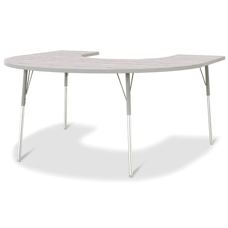 Jonti-Craft Berries Horseshoe Activity Table, 60 in. x 66 in., A-height, Driftwood Gray/Gray/Gray 6445JCA450